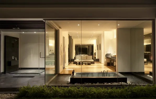 Picture glass, design, house, style, interior, bathroom, Phuket