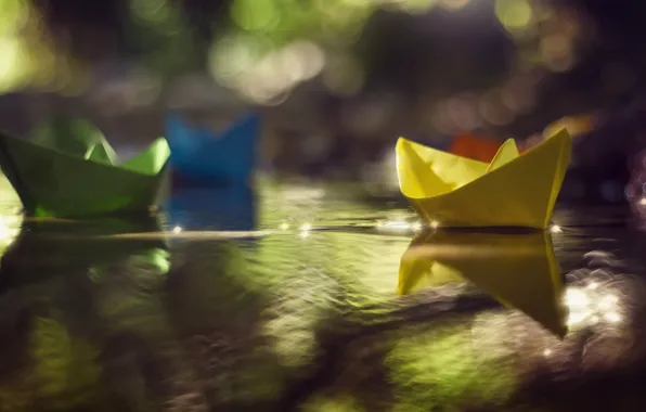 Color, puddle, boats