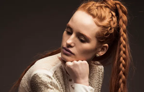 Picture actress, tail, braids, red, braids, Madelaine Petsch