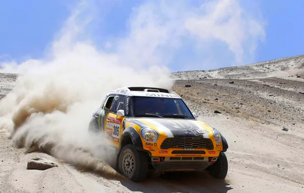 Sand, Yellow, Dust, Day, Mini Cooper, Heat, Rally, Dakar