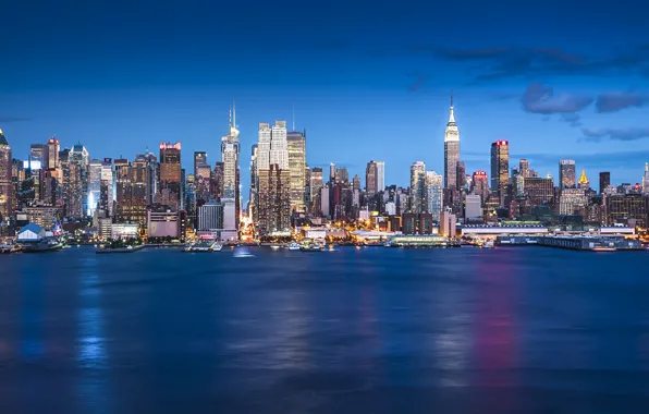 Picture United States, New York, Manhattan, skyscrapers, blue hour, cityscape