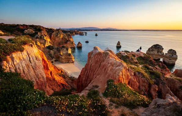 Landscape, nature, the ocean, rocks, coast, Portugal, Algarve, Algarve