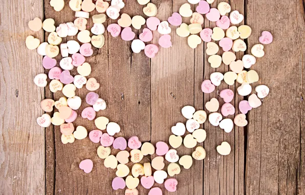 Hearts, love, wood, romantic, hearts, sweet, valentine's day