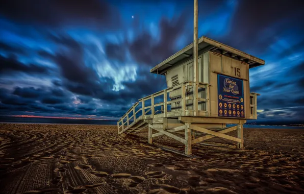 Beach, night, CA, USA, rescuers, Santa Monica