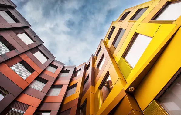 The sky, the city, building, window