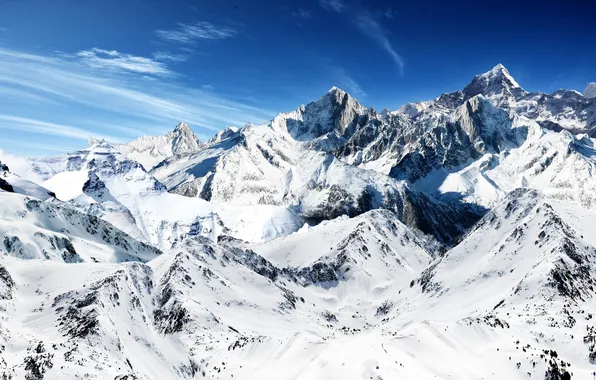 The sky, snow, mountains, tops, heights