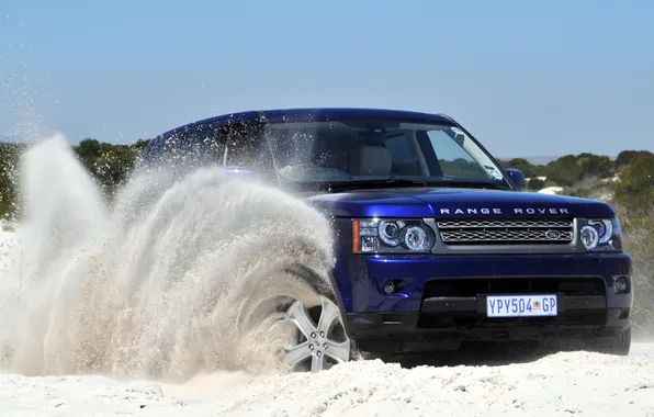 Sand, the sky, blue, Sport, jeep, SUV, Land Rover, Range Rover
