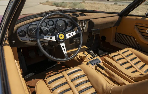 Interior, Ferrari, supercar, supercar, 1973, Daytona, the only instance, car interior