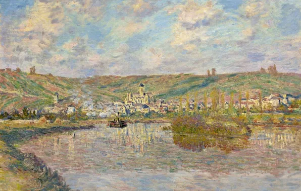 Landscape, picture, Claude Monet, Evening in Vetee