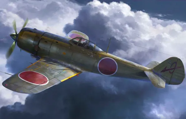 Picture war, art, painting, aviation, ww2, Nakajima KI-84&ampquot;Frank&ampquot;