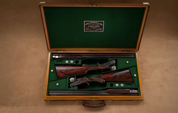 Picture trunk, James, butt, shotgun, case, Woodward