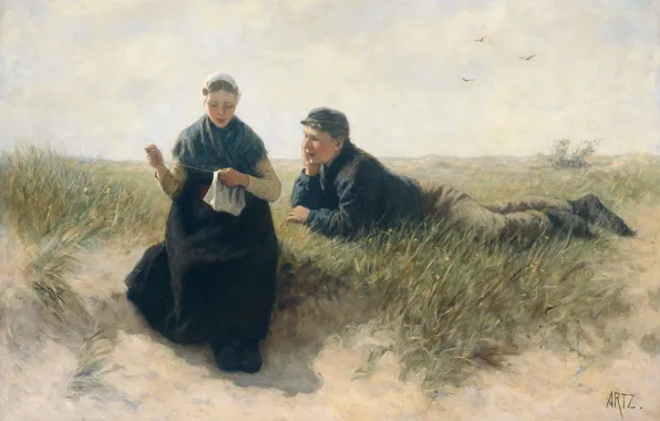 Oil, picture, canvas, 1890, David Adolph Constant Artz, Adolf Arts, Boy and Girl in the …