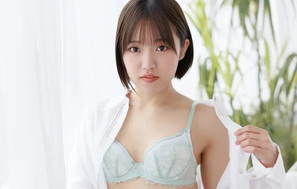 Beautiful, Asian, Model, Smile, Bra, Woman, Pretty, Window