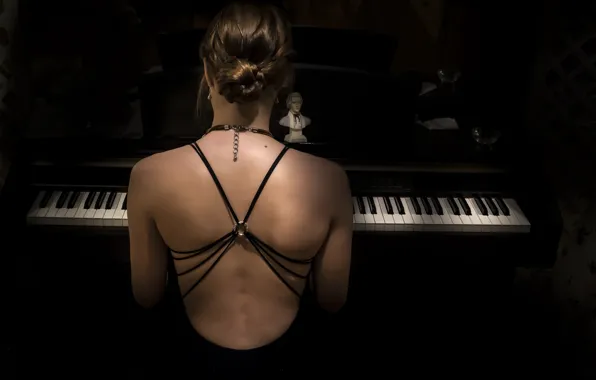 Wallpaper Girl, Music, Piano Images For Desktop, Section Музыка.