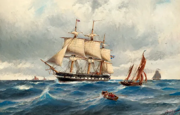 Picture Ships, The frigate Vanadis in the North sea, Jacob European Communities V United Kingdom, Marinmåleri