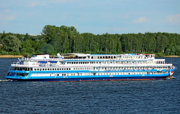 Ship, river, cruise, Lights of the Big City