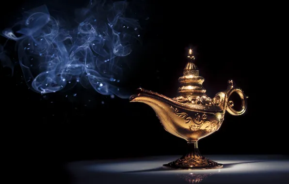 Gold, smoke, lamp