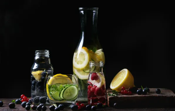 Picture berries, citrus, drink, fruit, lemonade
