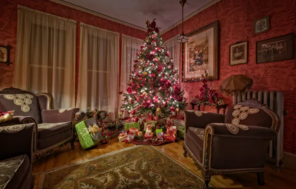 Room, holiday, tree