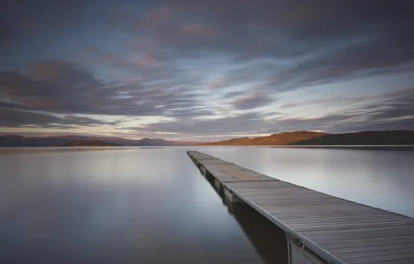 Forest, clouds, mountains, lake, reflection, mirror, pierce, wood