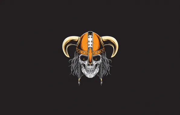Minimalism, Skull, Style, Helmet, Background, Horns, Art, Art