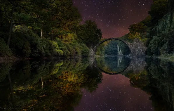 The sky, night, bridge, Park, Germany
