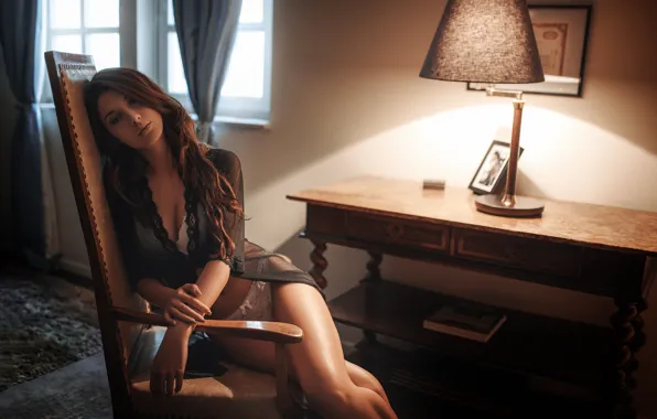 Light, pose, table, model, panties, lamp, makeup, figure