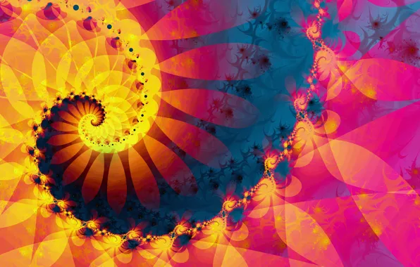 Blue, yellow, red, abstraction, pink, pattern, spiral, fractal