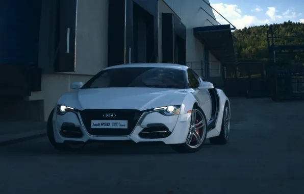 Concept, Audi, Car, Auto, Front, White, Ligth, RSD