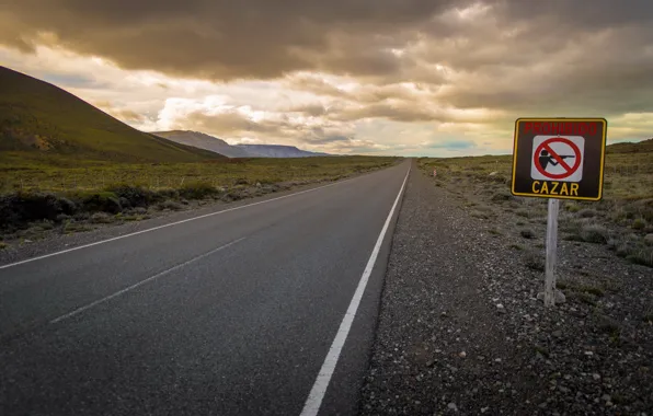Picture road, sign, valley
