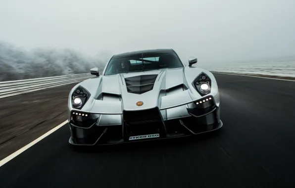 Machine, asphalt, light, fog, movement, lights, sports car, Ginetta