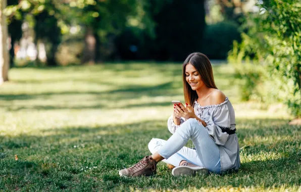 Picture summer, grass, girl, the sun, nature, pose, smile, photo