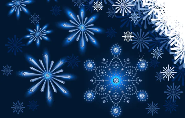 Snowflakes, background, patterns, New year