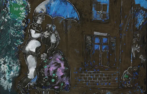 Picture 1926, MARC CHAGALL, COUPLE UNDER THE RAIN
