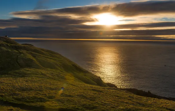Picture summer, the sky, the sun, clouds, rays, light, landscape, sunset