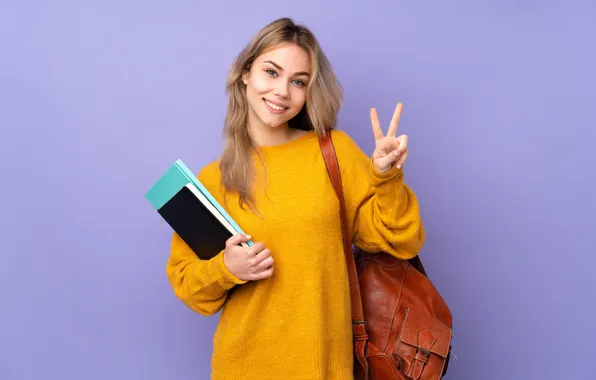 Happy, woman, young, background, school, student, college, university