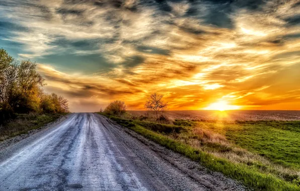 Picture road, sunset, nature