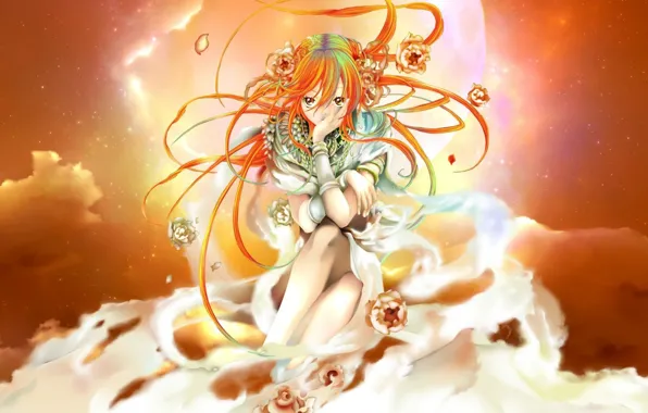 Girl, anime, art, phoenix, Hi no Tori