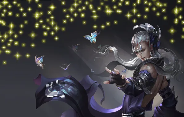 Butterfly, magic, the game, anime, art, guy