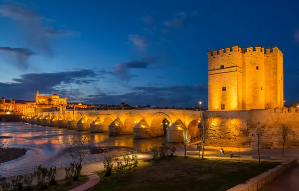 Bridge, tower, Andalusia, Cordoba