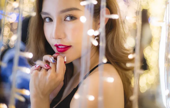 Picture look, girl, face, background, makeup, lipstick