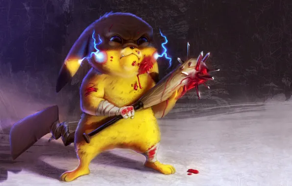 Figure, Blood, Bit, Evil, Art, Art, Pikachu, Pikachu
