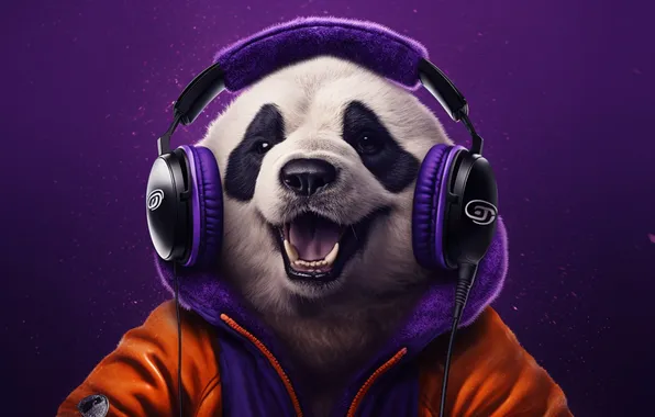 Look, smile, portrait, bear, bear, Panda, face, purple background