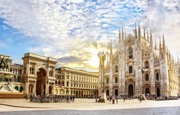 Clouds, area, Italy, Milan, The Duomo of Milan, The Cathedral Of The Nativity Of The …