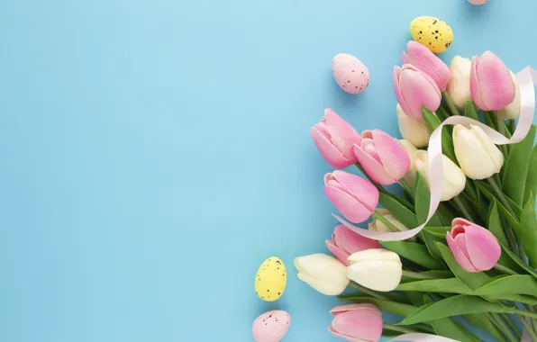 Leaves, flowers, holiday, eggs, bouquet, spring, yellow, Easter