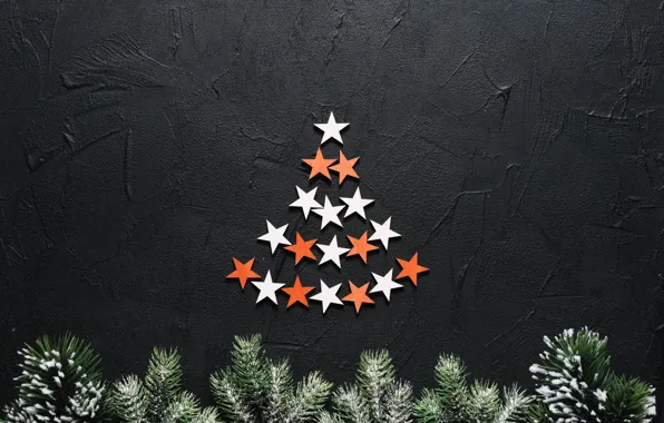 Background, holiday, new year, stars, tree branches