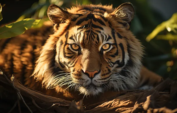 Look, Tiger, Face, Predator, Front, Digital art, Big cat, AI art