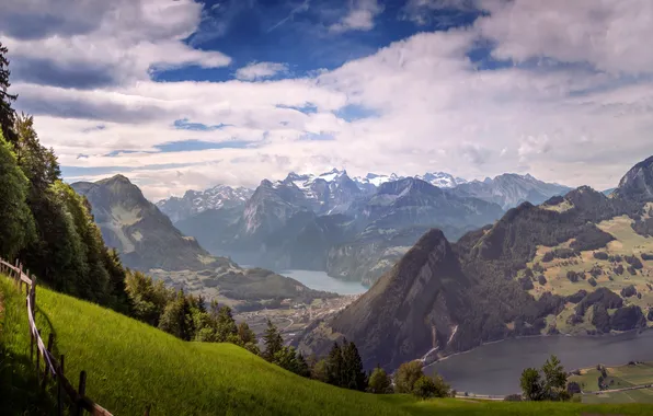 The sky, clouds, mountains