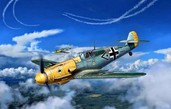 Picture Messerschmitt, Bf-109, WWII, Bf.109F-2, ''Pick As'', JG53, Hptm.Heinz Bretnütz, II./JG53