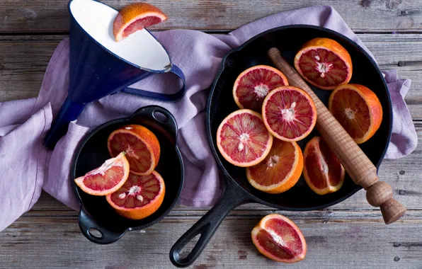 Picture oranges, funnel, bloody oranges